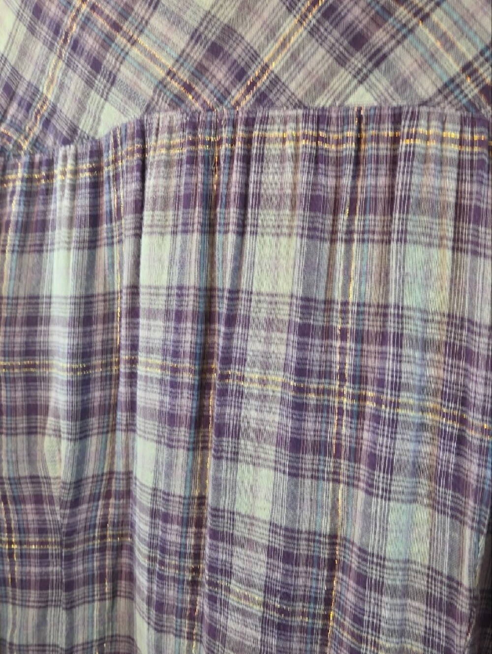 Relativity Lavender Plaid Ruffle-Front Button-Down Shirt - Picture 9 of 14